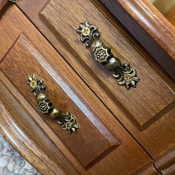 Wooden Jewelry Box Blush Interior Gold Accents - Picture 6 of 12